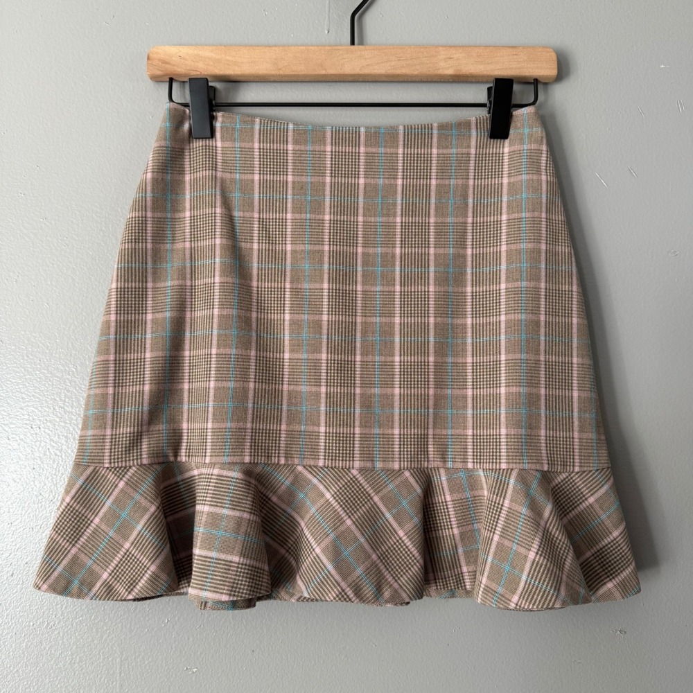 Aritzia Sunday Best Astala Plaid Ruffled Mini Skirt‎ SIZE 2